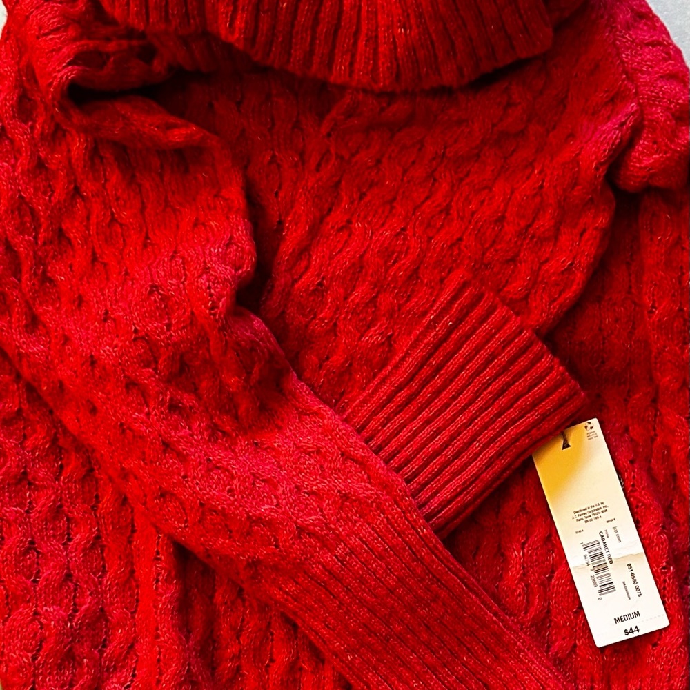 Liz Claiborne Vibrant Red Cowl Neck Sweater